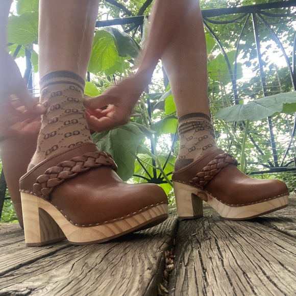 DOLCE VITA Hila Saddle Leather Platform Wooden Heels Sz 9 - Picture 4 of 13